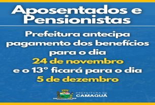 Pagamento dos aposentados e pensionistas será no dia 24 de novembro e o 13º no dia 5 de dezembro