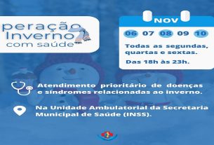 Projeto Operação Inverno Com Saúde estará atendendo nos dias 8 e 10 desta semana em Camaquã/Rs.