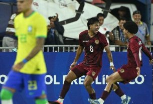 Segovia comemora gol da Venezuela contra o Brasil no pré-olímpico Getty Images