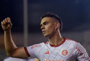 Borré; Internacional; Inter; Delfin; Sul-Americana (Foto: GERARDO MENOSCAL / AFP)