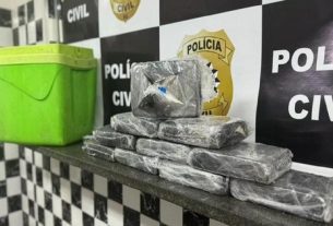 Droga foi colocada em uma maleta térmica que estava dentro de uma caixa d'água | Foto: Divulgação/Polícia Civi
