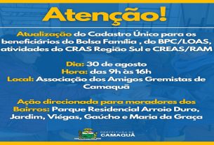 Ação é direcionada para moradores dos Bairros, Parque Residencial Arroio Duro, Jardim, Viégas, Gaúcho e Maria da Graça.