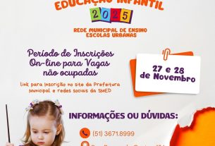 Período inicia nesta quarta-feira, 27, e inscrições serão online pelo site da prefeitura.