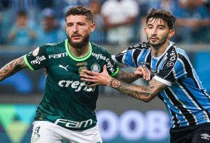 Villasanti em partida entre Grêmio x Palmeiras. Foto: Maxi Franzoi/AGIF