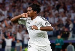 Endrick comemorando um gol pelo Real Madrid