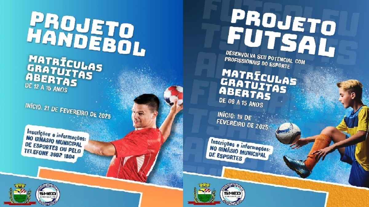 ESPORTES – Inscrições abertas para projetos de vôlei, futsal, ginástica e handebol!