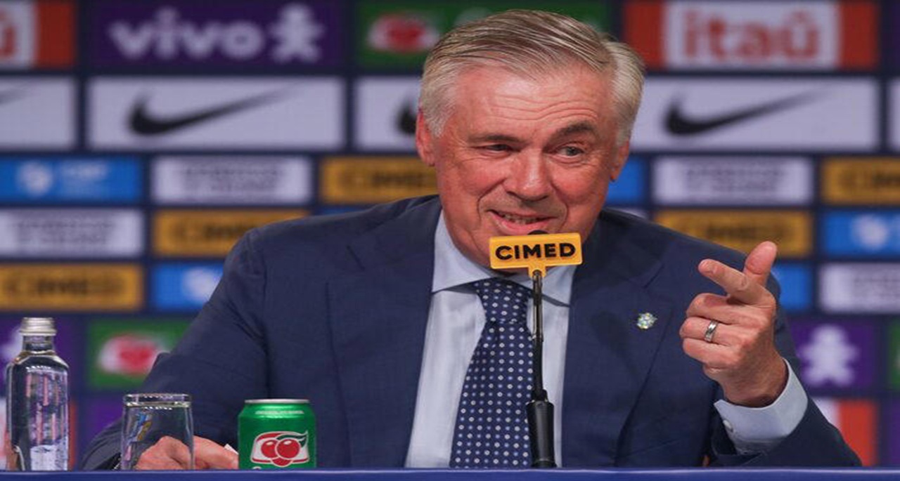 Ancelotti em coletiva de sua primeira convocação na seleção brasileira Foto: Pedro Kirilos