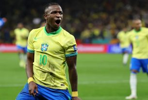 Vinícius Júnior marcou o primeiro gol da era Ancelotti na Seleção
