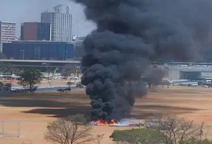 Banheiros químicos são incendiados na Esplanada dos Ministérios