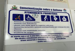 As placas destacam a prioridade de atendimento a pessoas