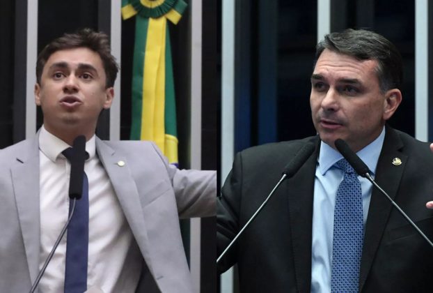 Nikolas Ferreira e Flávio Bolsonaro (Foto: Bruno Spada/Câmara dos Deputados | Carlos Moura/Agência Senado)
