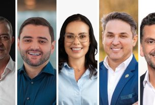 pré-candidatos Adão Pretto, Gabriel Souza, Juliana Brizola, Luciano Zucco e Marcelo Maranata.