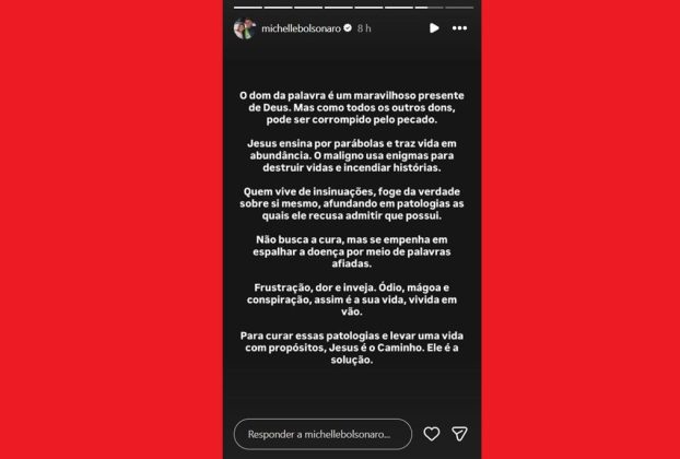 Michelle publica mensagem religiosa