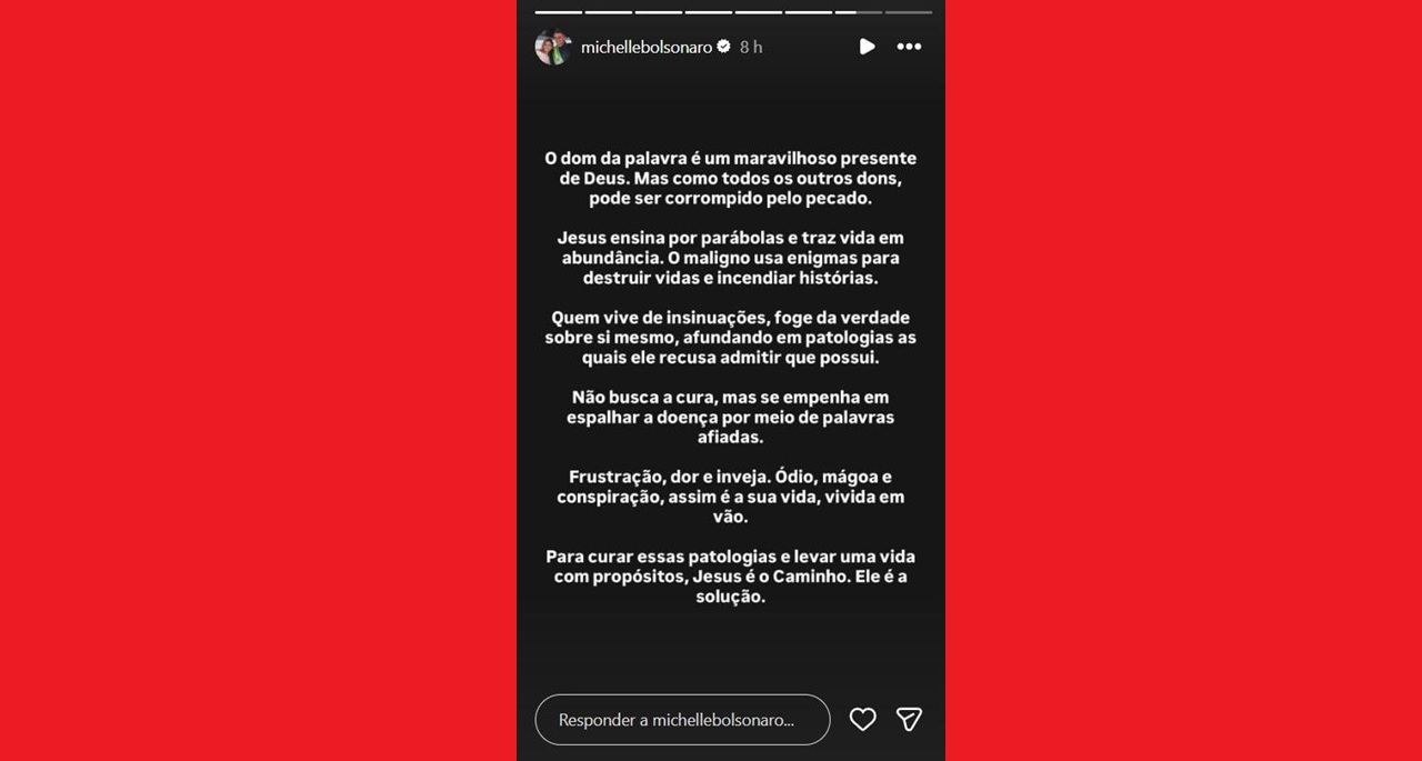 Michelle publica mensagem religiosa