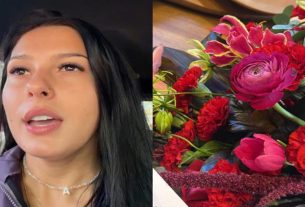 AnaCastela recebe flores no dia dos namorados