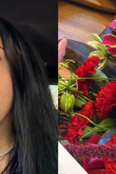 AnaCastela recebe flores no dia dos namorados