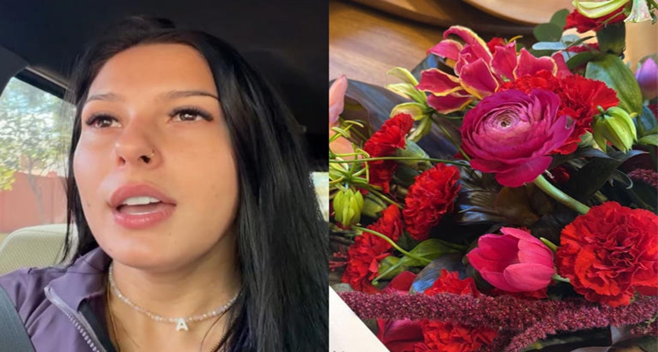AnaCastela recebe flores no dia dos namorados