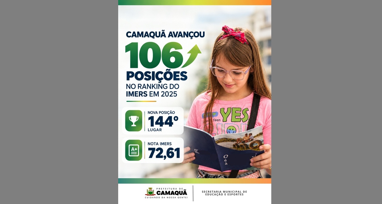 Camaquã avançou 106 posições no ranking geral do Índice Municipal da Educação do Rio Grande do Sul (IMERS)