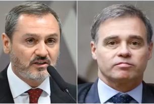 Montagem com fotos do diretor-geral da Polícia Federal, Andrei Rodrigues, e do ministro do STF André Mendonça